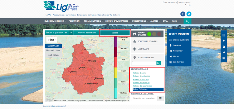 carte pollen ligair